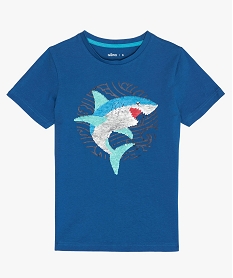 GEMO Tee-shirt garçon avec motif en sequins réversibles Bleu