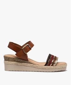 GEMO Sandales femme à petit talon compensé et dessus fantaisie marron standard