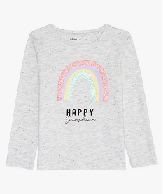 GEMO Tee-shirt fille à manches longues avec motif texturé Gris
