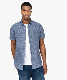 chemise homme manches courtes imprimee bleu chemise manches courtesB772501_1