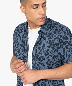 GEMO Chemise homme à manches courtes à motifs fleuris Bleu