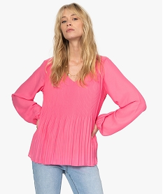 GEMO Tunique femme en voile plissé rose standard
