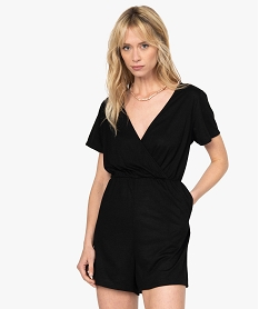 combishort femme fluide decollete cache-cour noirB774001_4