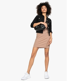 GEMO Robe femme ajustée à bretelles en maille côtelée Orange