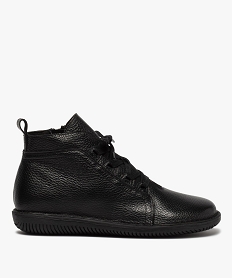 GEMO Boots femme unis à talon plat et couture débordante noir standard