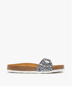 GEMO Mules fille à semelle liège et large bride à boucle noir vif