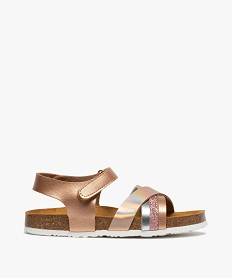 GEMO Sandales fille à brides pailletées et irisées rose vif