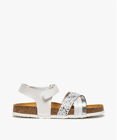 GEMO Sandales fille à brides pailletées et irisées blanc standard