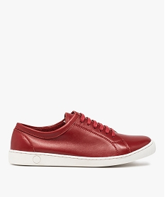 GEMO Baskets femme dessus cuir uni fermeture lacets rouge standard