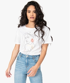 tee-shirt femme oversize imprime blancB779901_1