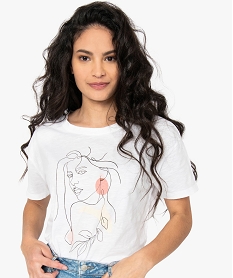tee-shirt femme oversize imprime blanc t-shirts manches courtesB779901_2