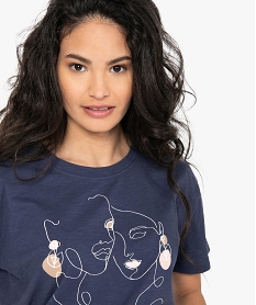 tee-shirt femme oversize imprime bleuB780001_2