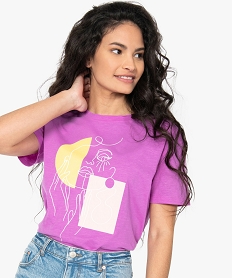 tee-shirt femme oversize imprime rose t-shirts manches courtesB780101_2