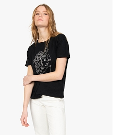 tee-shirt femme oversize imprime noir t-shirts manches courtesB780201_1
