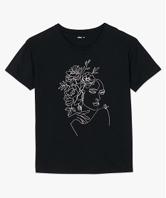 tee-shirt femme oversize imprime noir t-shirts manches courtesB780201_4