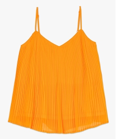 blouse femme a bretelles en matiere voile plissee orangeB781001_4