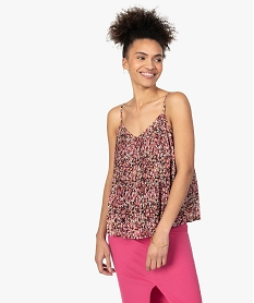 GEMO Blouse femme coupe ample à fines bretelles Multicolore