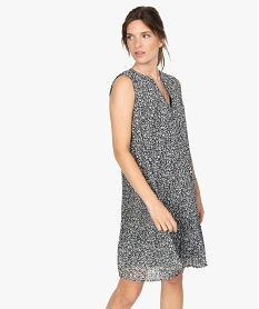 GEMO Robe femme plissée à motifs fleuris et décolleté en V Imprimé