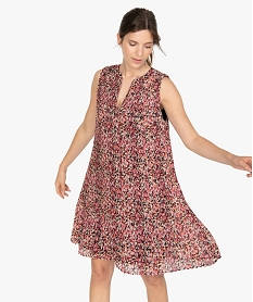 robe femme plissee a motifs fleuris et decollete en v imprime robesB781401_1