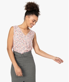 GEMO Blouse femme sans manches imprimée avec dos fantaisie Imprimé