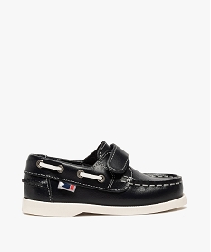 chaussures bateau garcon unies en cuir a fermeture scratch bleuB788101_1