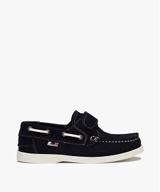 chaussures bateau garcon dessus cuir a scratch bleuB789001_1