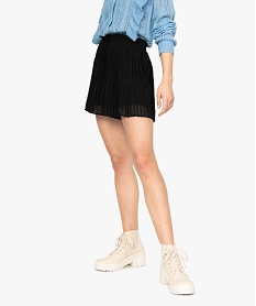 GEMO Short femme plissé avec ceinture élastiquée Noir