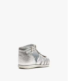 sandales premiers pas bebe fille avec franges metallisees gris chaussures de parcB790201_4