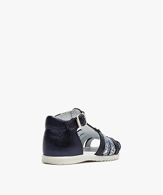 sandales premiers pas bebe fille a reflets metallises bleu chaussures de parcB790301_4