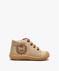 GEMO Bottines premiers pas bébé garçon en cuir avec décor lion Orange