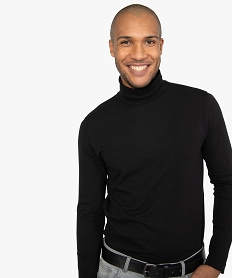 tee-shirt homme ajuste a col roule noirB791301_1