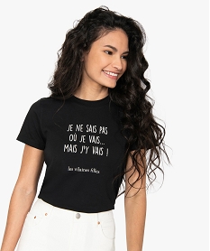 tee-shirt femme a message fantaisie - gemo x les vilaines filles noir t-shirts manches courtesB791901_2