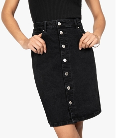 jupe femme en jean mi-longue boutonnee sur lavant noirB793801_2
