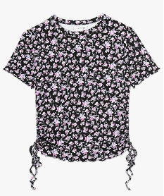tee-shirt femme a motifs fleuris - lulu castagnette noirB796601_4