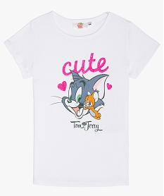GEMO Tee-shirt fille imprimé paillettes - Tom & Jerry Blanc