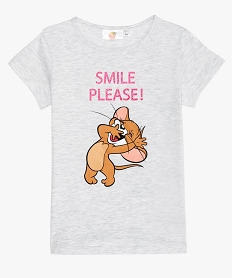 GEMO Tee-shirt fille imprimé paillettes - Tom & Jerry Gris
