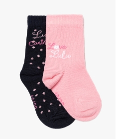 chaussettes bebe fille assorties (lot de 2) – lulu castagnette rose chaussettesB799601_1