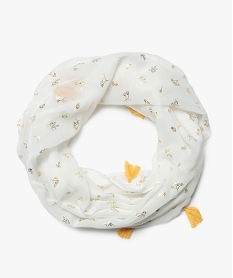 foulard fille tour de cou multiposition motif dore et pompons blancB802101_1