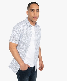 chemise homme a manches courtes a motifs fleuris blancB802301_1