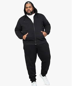 GEMO Sweat homme grande taille zippé à capuche Noir