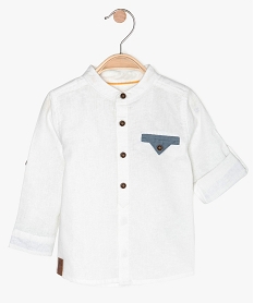 GEMO Chemise bébé garçon à manches longues et col mao Blanc