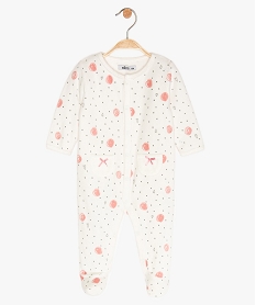 GEMO Pyjama bébé en velours imprimé pois et cœurs Blanc