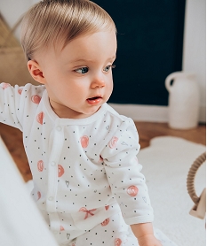 pyjama bebe en velours imprime pois et cours blancB803601_3