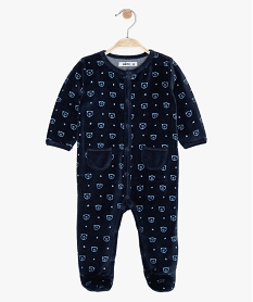 GEMO Pyjama bébé en velours à ouverture pressionnée devant Bleu