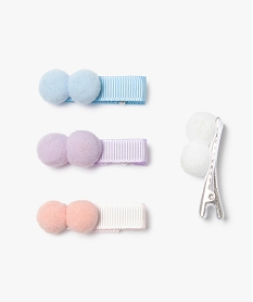 GEMO Pinces à cheveux fille à pompons pastel (lot de 4) Multicolore