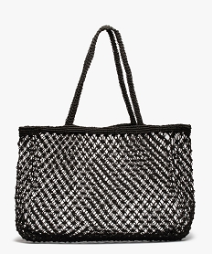 GEMO Sac de plage femme macramé en jute Noir