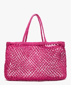 sac de plage femme macrame en jute roseB805701_1