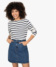 GEMO Sweat femme à rayures façon marinière Imprimé
