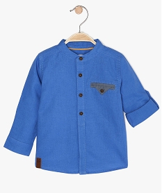 GEMO Chemise bébé garçon à manches longues et col mao Bleu