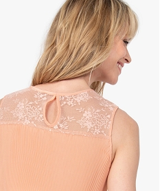 chemise femme plissee sans manches avec dentelle rose chemisiersB808701_2